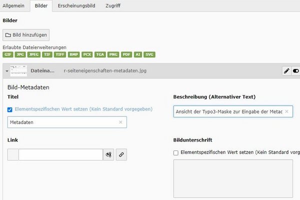 Alternativer Titel für Bilder